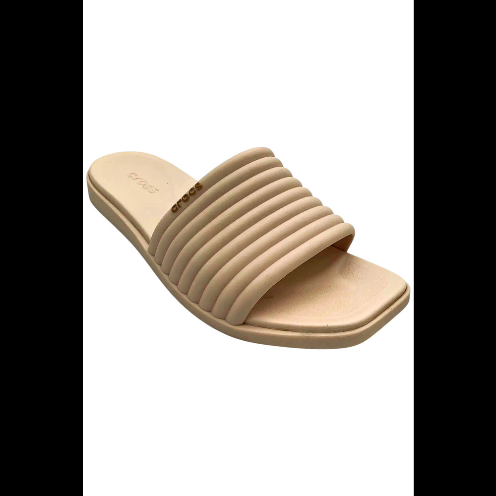CROCS Women's Beige Ribbed Slide Sandal